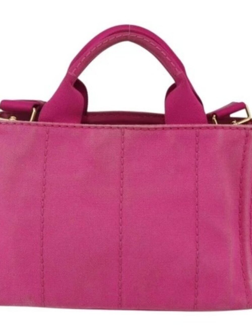 PRADA Canapa PM Hand Bag Canvas 2way Pink Gold Auth ka2235 - Picture 2 of 16